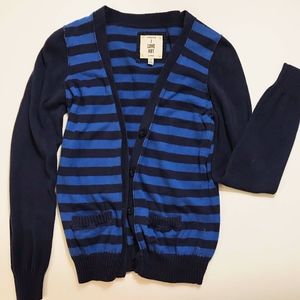 🔺 H81 Black & Blue Horizontal Striped Cardigan